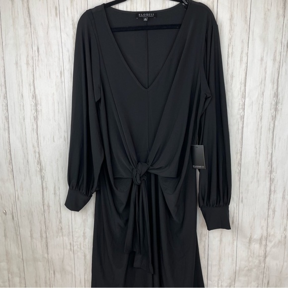 Eloquii NWT black stretchy knot dress size 18 - Picture 2 of 6